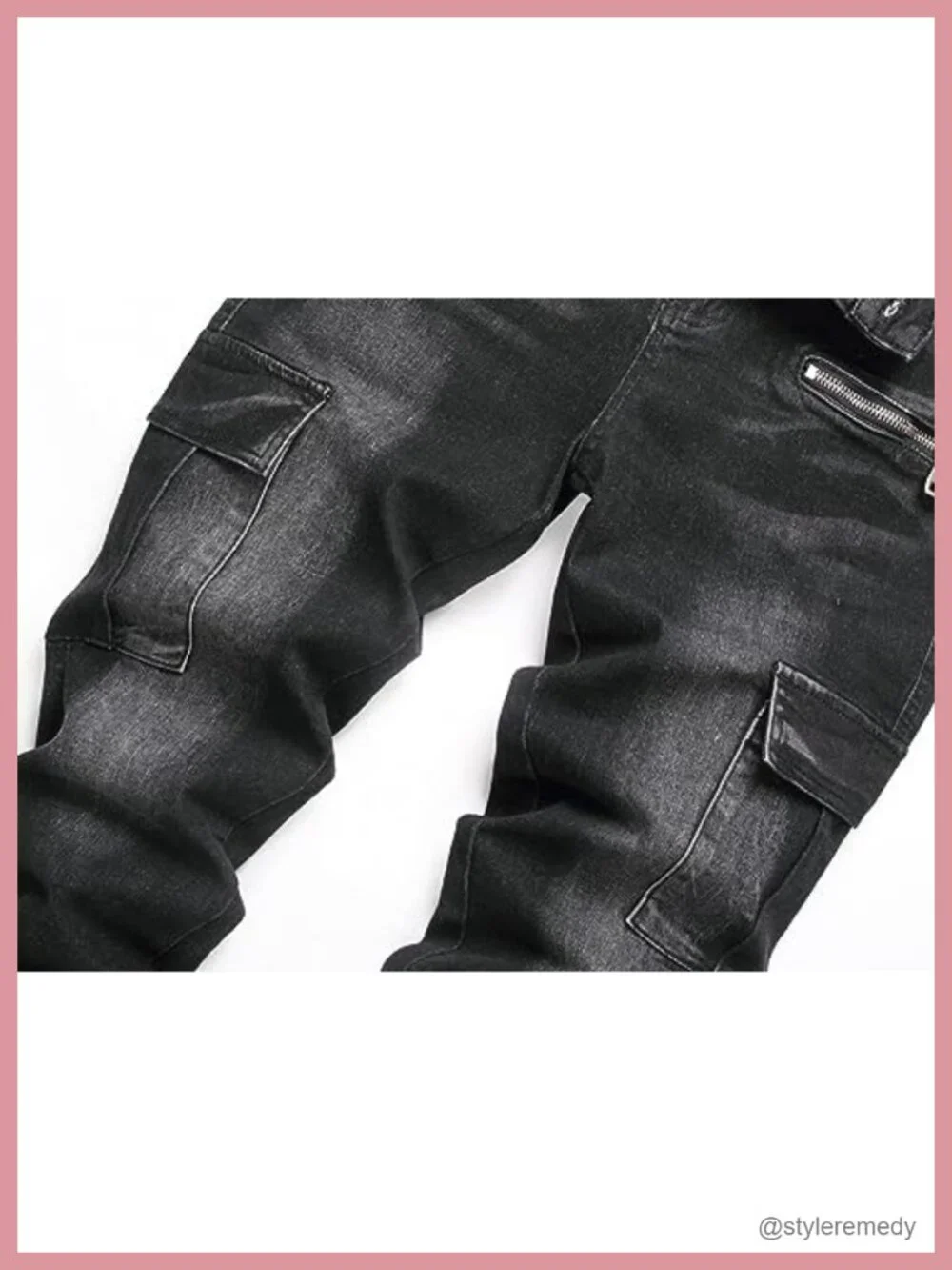 Slim Fit Stretch Jeans with Side Cargo Pockets